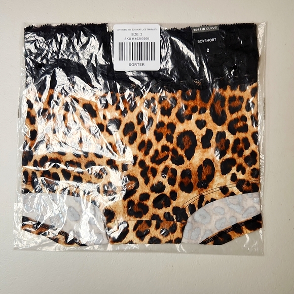 ♥️NWT VINTAGE TORRID LEOPARD ANIMAL PRINT PANTY BOYSHORT - LACE TRIM - PLUS SIZE - Picture 2 of 11